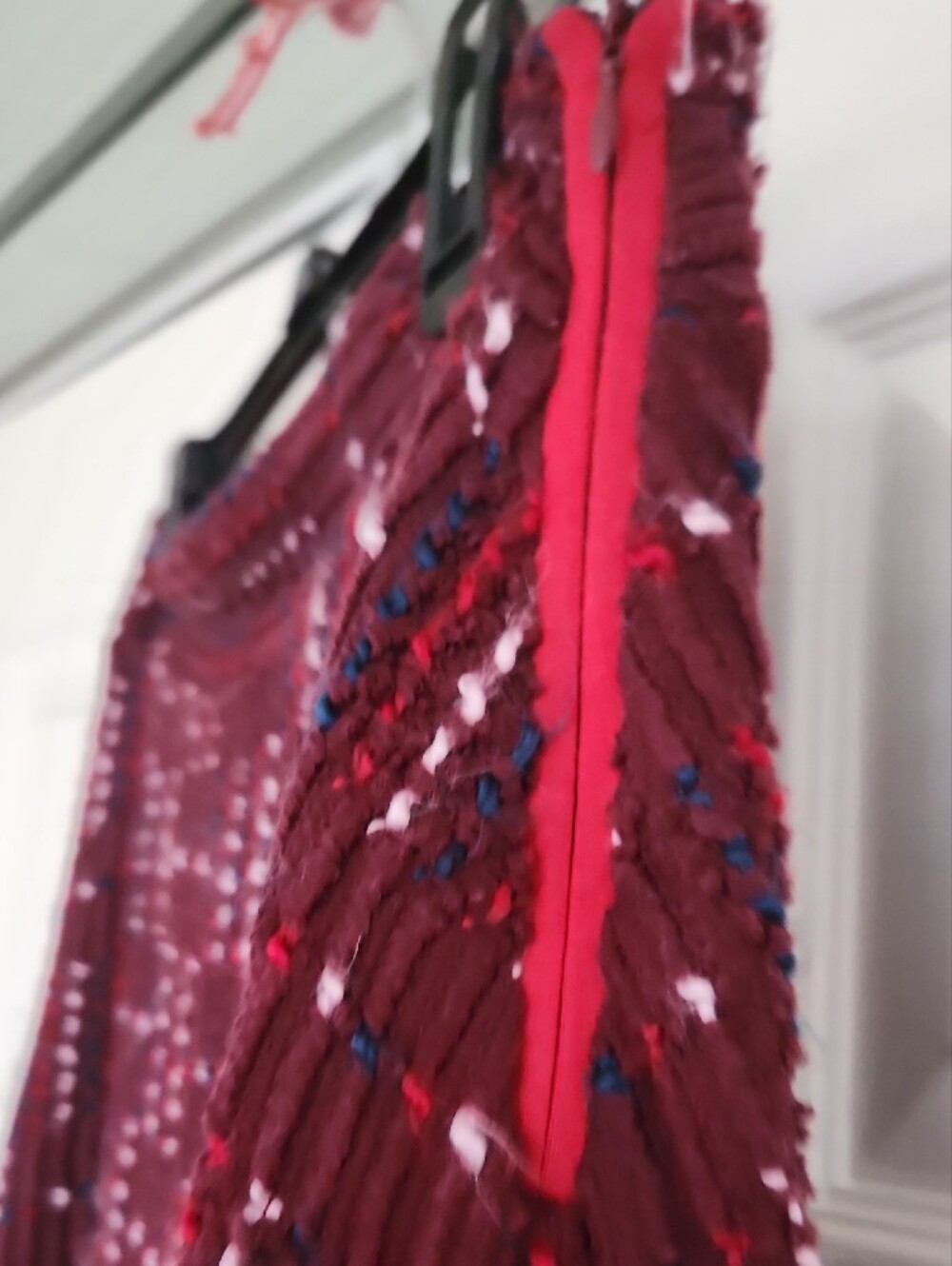 Anthropologie Maeve Burgundy Textured A-Line Knit Lined Skirt with Multicolor - Picture 3 of 13